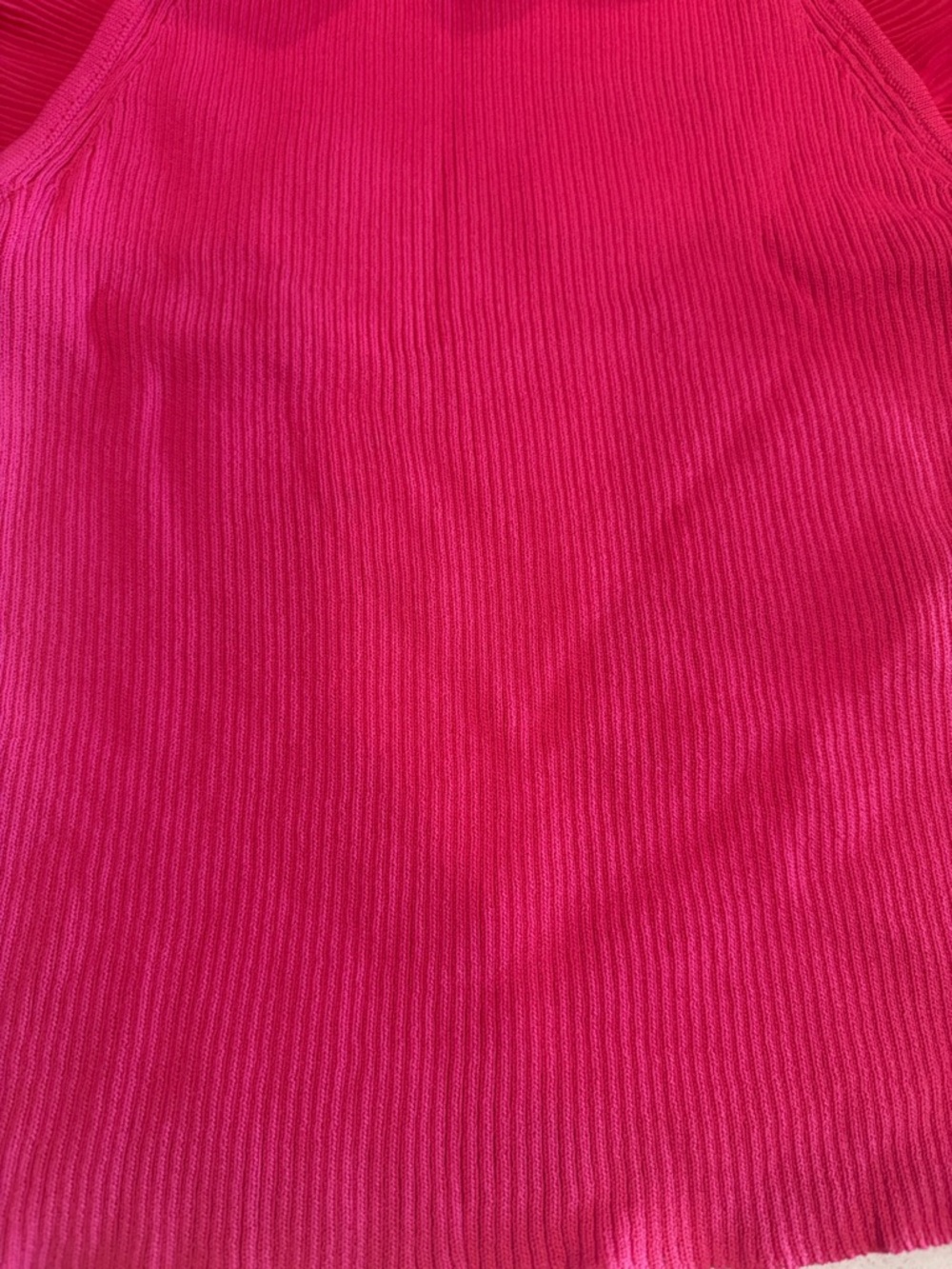 Zara Hot Pink Ribbed Ruffle Cold-Shoulder Tank - Picture 2 of 7